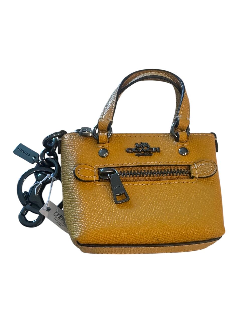 COACH mini Gallery leather bag charm tote keychain Buttercup